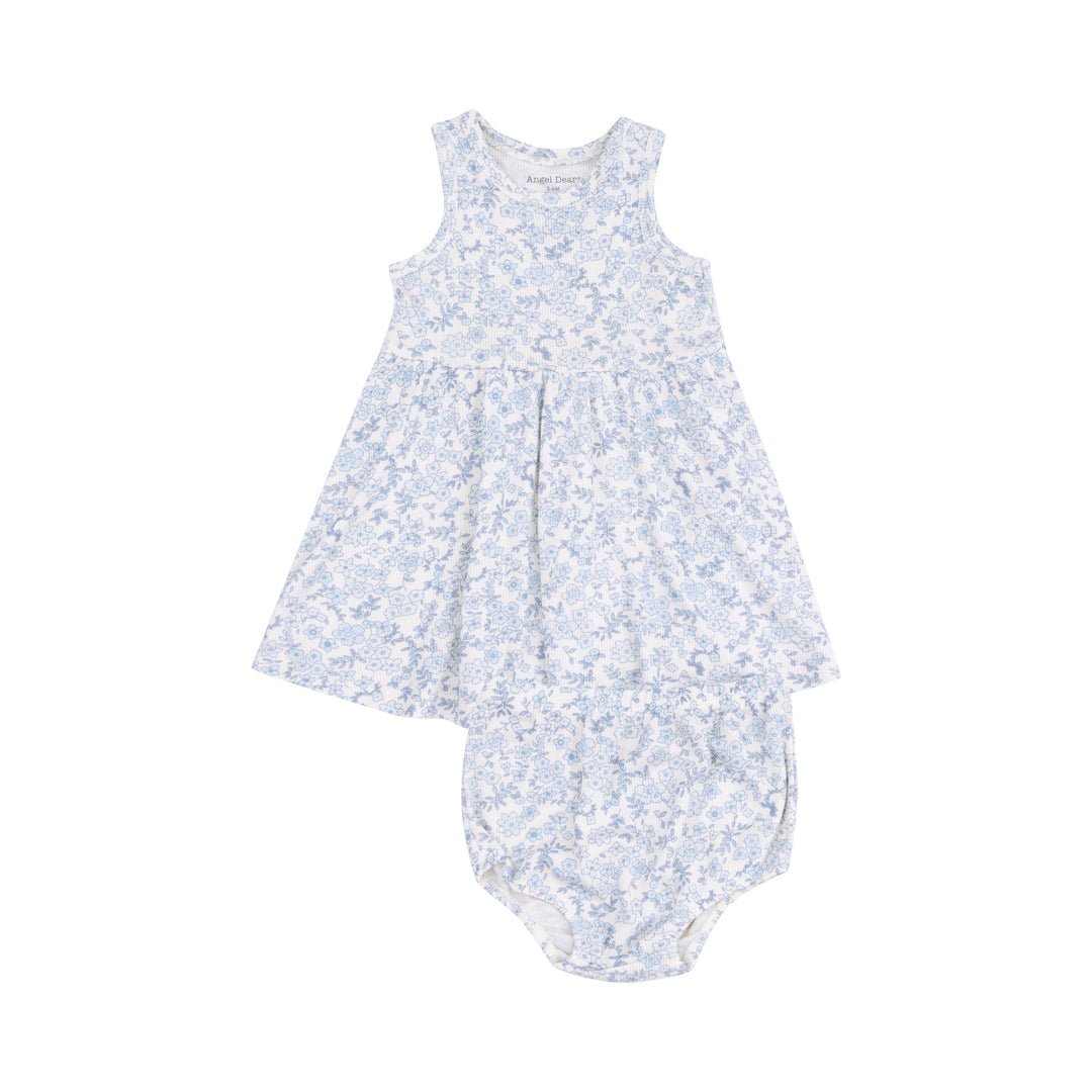 Blue Calico Floral Tank Dress & Bloomer - Joy