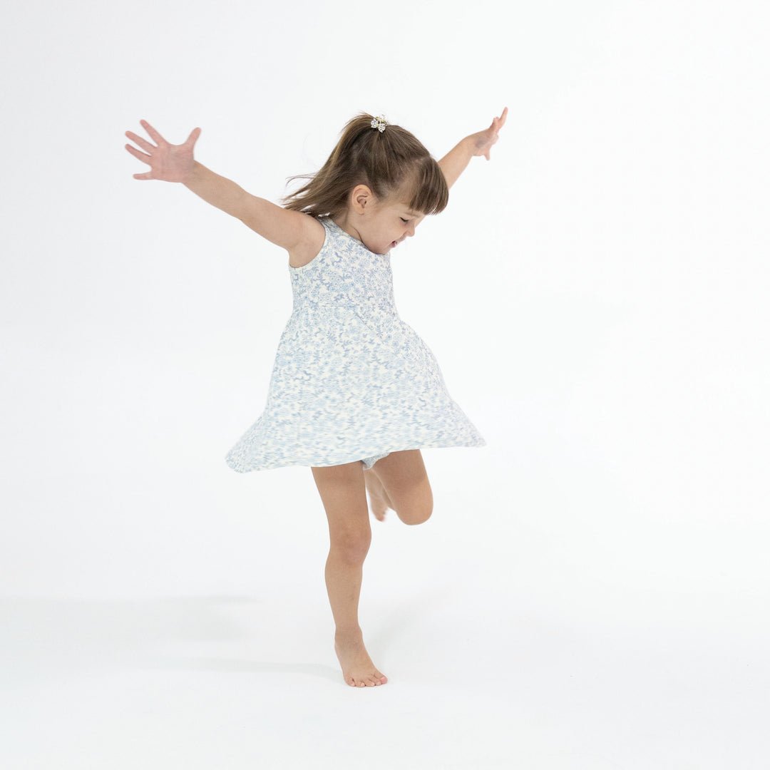 Blue Calico Floral Tank Dress & Bloomer - Joy