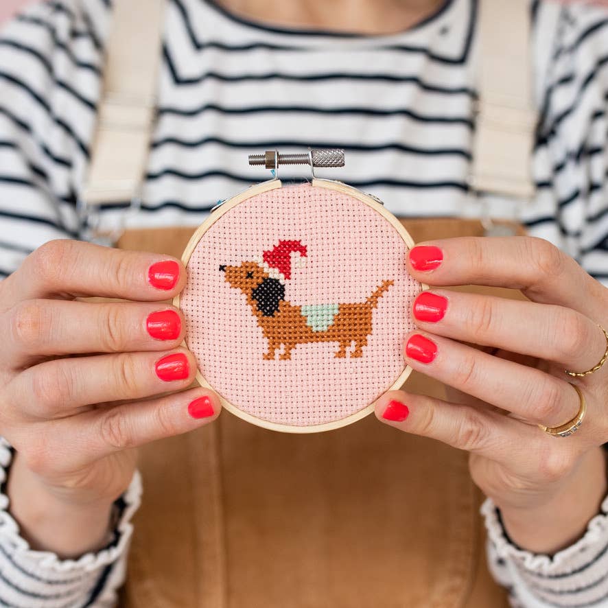 Christmas Dachshund Cross Stitch Kit - Joy