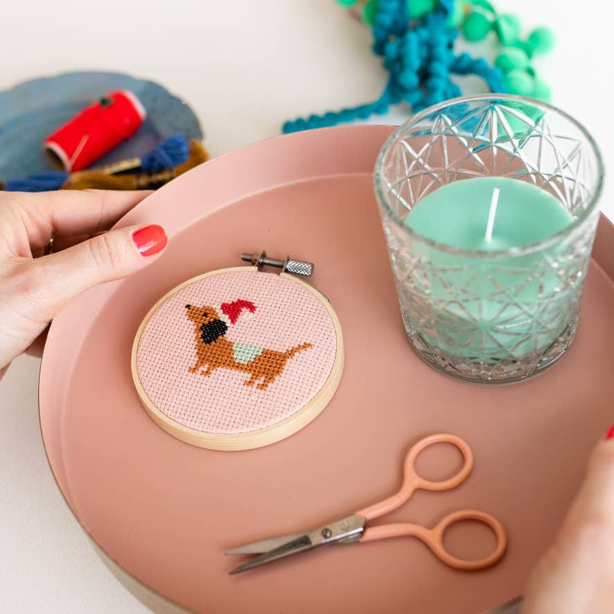 Christmas Dachshund Cross Stitch Kit - Joy