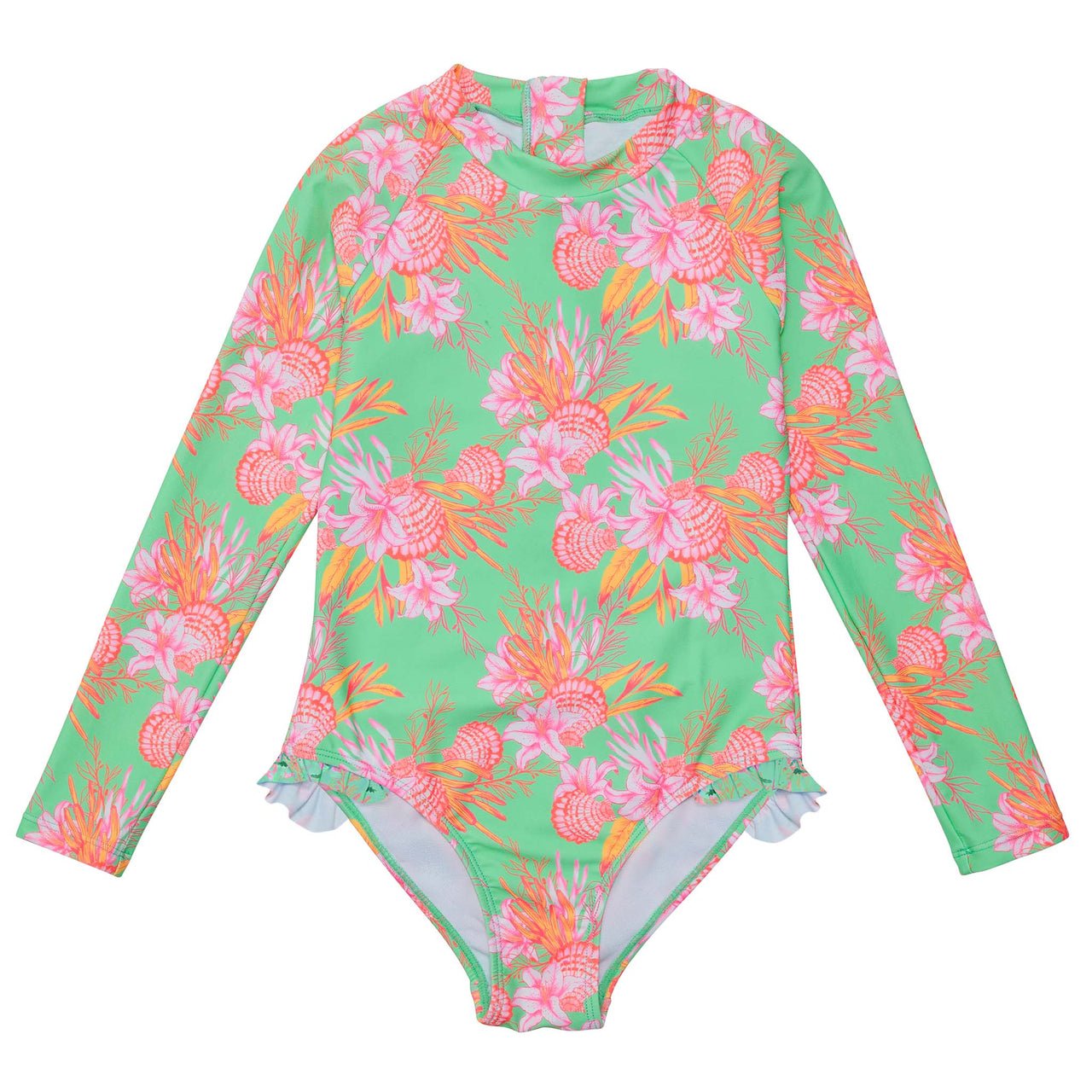 Coastal Shells Sustainable Leg Frill Surf Suit - Joy