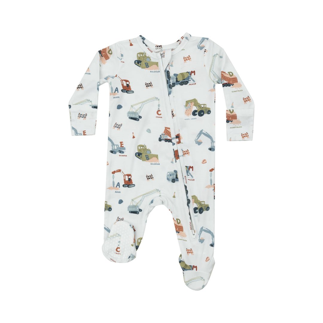 Construction Alphabet Zipper Footie - Joy