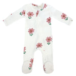 Cotton Baby Rib Zipper Footie - Picking Daisies Print - Joy