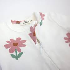 Cotton Baby Rib Zipper Footie - Picking Daisies Print - Joy