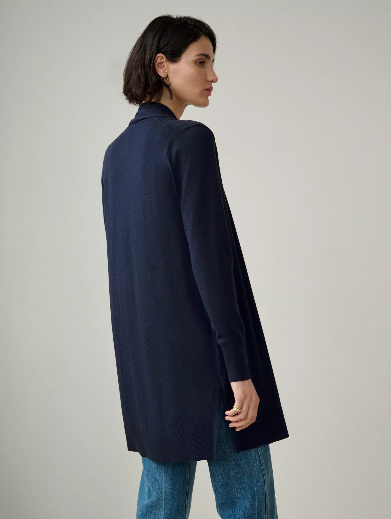 Cotton Silk Long Open Cardigan - Joy