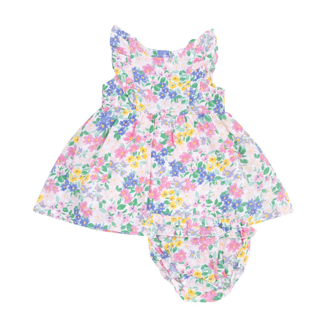 Emma Floral Ruffle Sleeve Dress & Diaper Cover - Joy