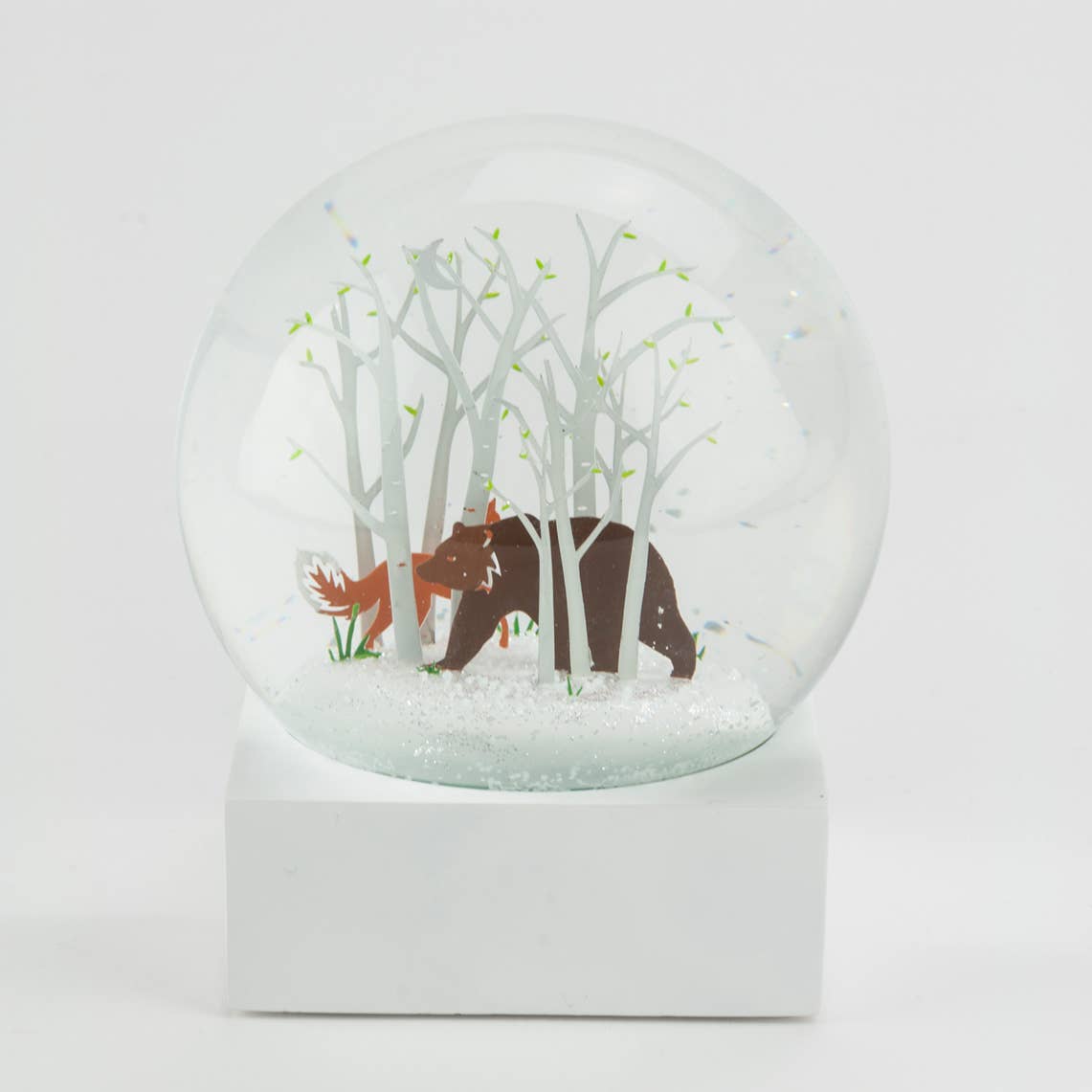 Fox and Bear Snow Globe - Joy