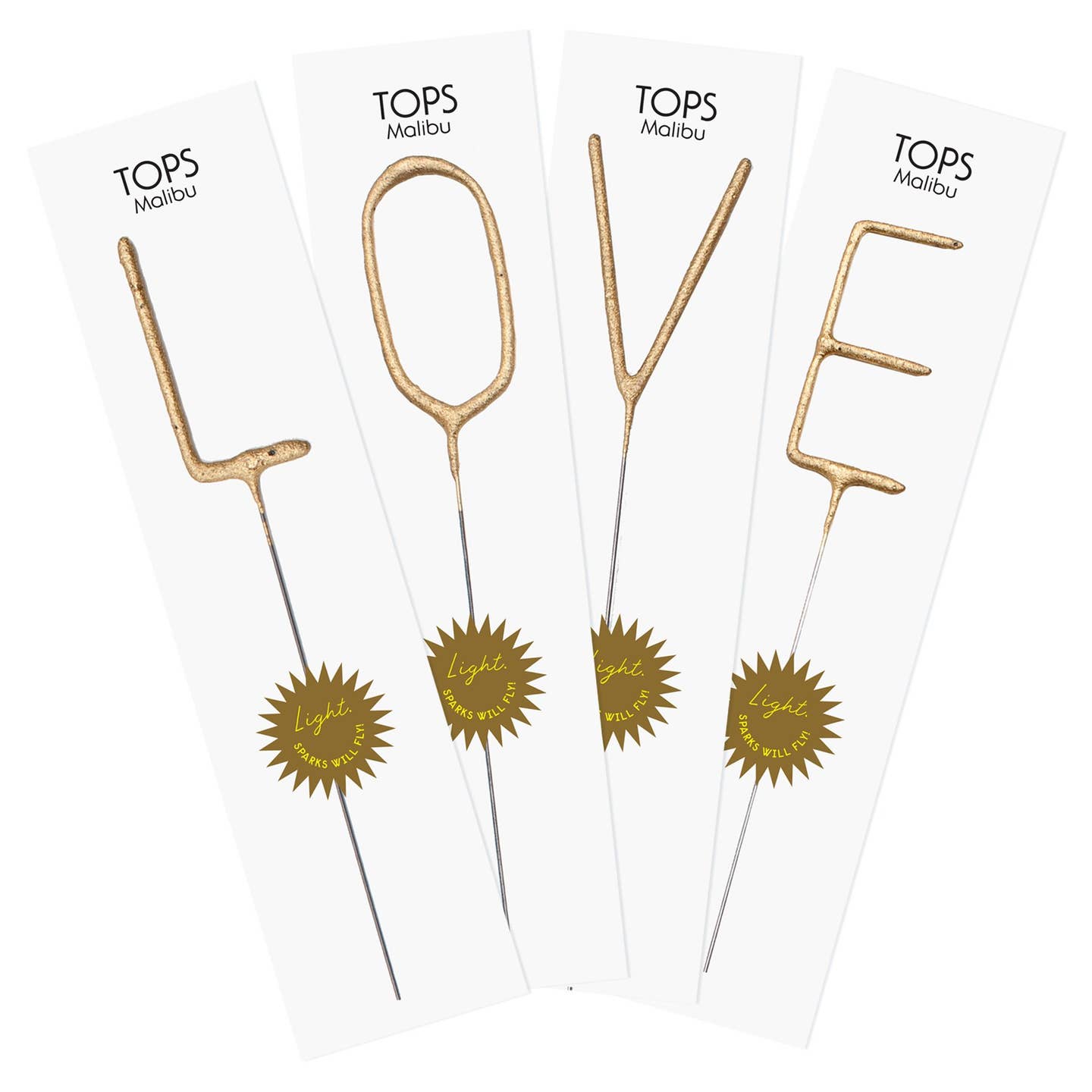 Gold "Love" Letter Sparkler Wands - Set of 4 - Joy