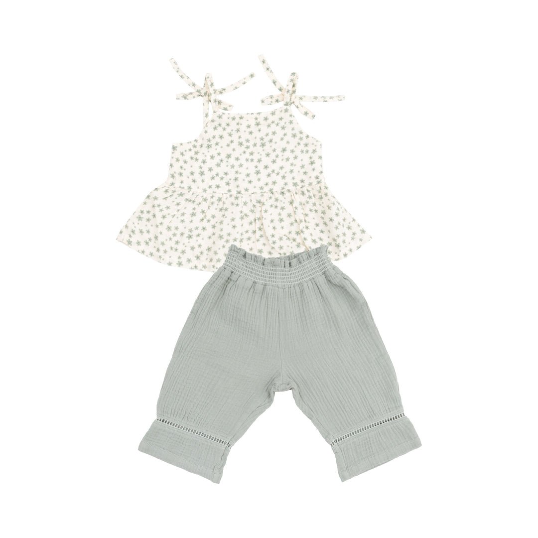 Jadeite Simple Floral Tank & Smocked Waist Pants - Joy