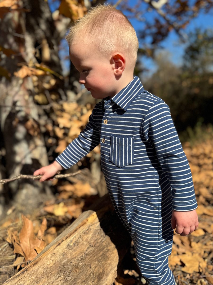KINGSTON Navy/White Polo Romper - Joy