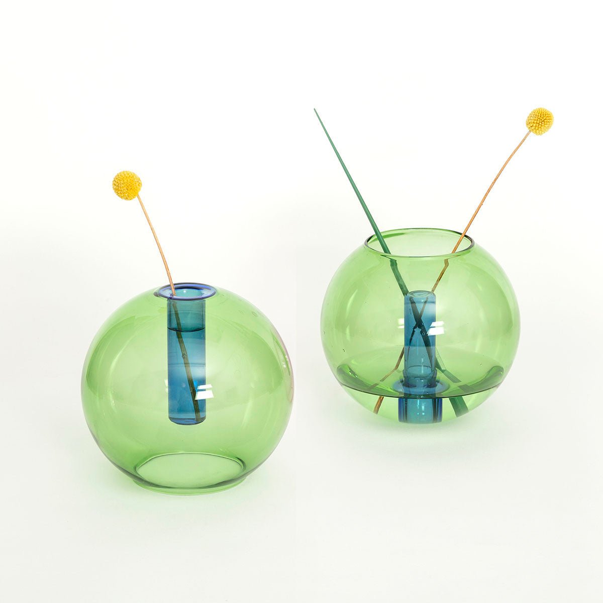 Medium Bubble Glass Vase - Green/Blue - Joy