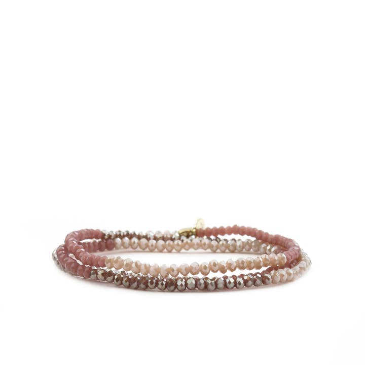 Mini Stretch Crystal Beaded Wrap Bracelet 9686B - Joy