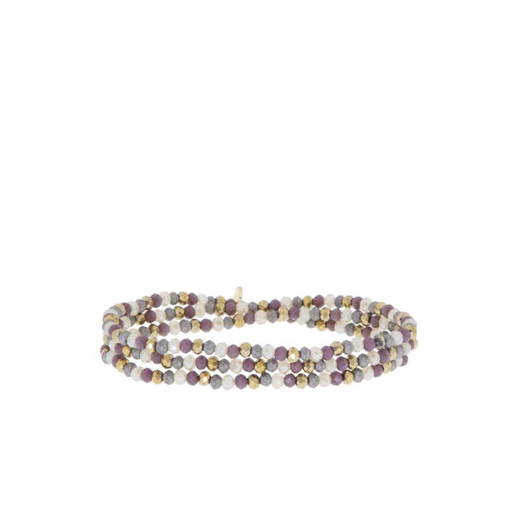 Mini Stretch Crystal Beaded Wrap Bracelet 9686B - Joy