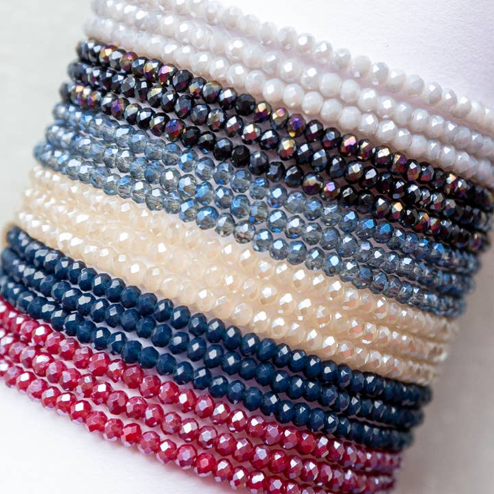 Mini Stretch Crystal Beaded Wrap Bracelet 9686B - Joy