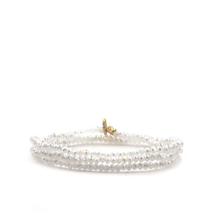 Mini Stretch Crystal Beaded Wrap Bracelet 9686B - Joy