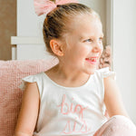 Pink Eyelash Flutter Sleeve Tank - "big sis" - Cream - Joy