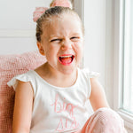 Pink Eyelash Flutter Sleeve Tank - "big sis" - Cream - Joy