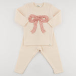 Pink Rib Ruffle Bow Baby Rib 2pc Set - Joy
