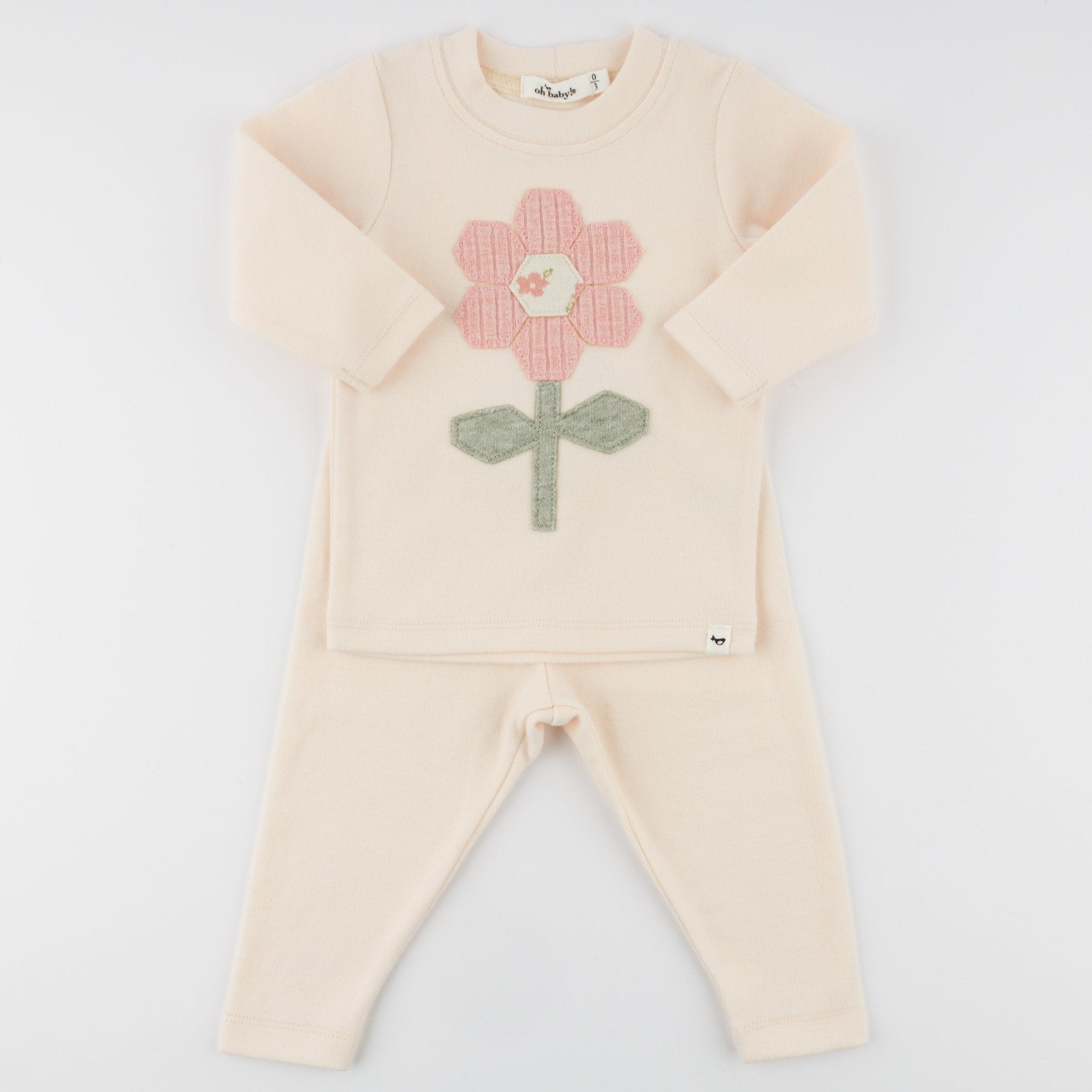 Quilted Daisy Baby Rib 2pc Set - Joy