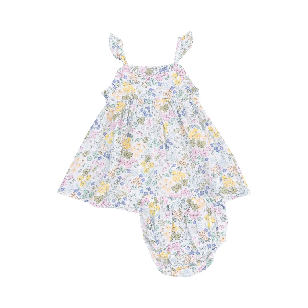 Samantha Floral Paperbag Ruffle Dress & Diaper Cover - Joy