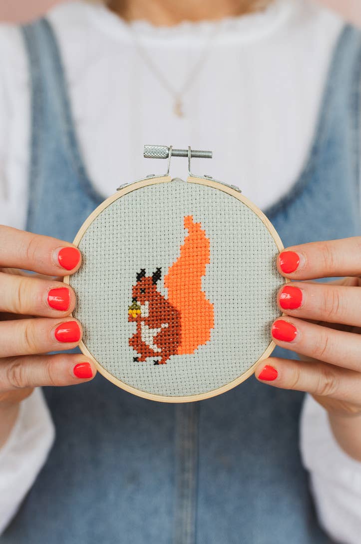 Squirrel Cross Stitch Kit - Joy