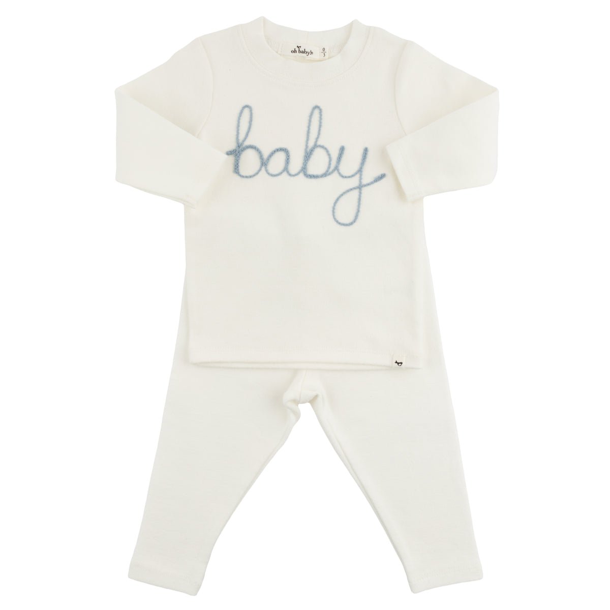 Two Piece Set - "Baby" Fog Embroidered - Cream - Joy