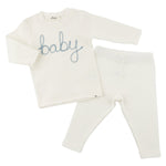 Two Piece Set - "Baby" Fog Embroidered - Cream - Joy