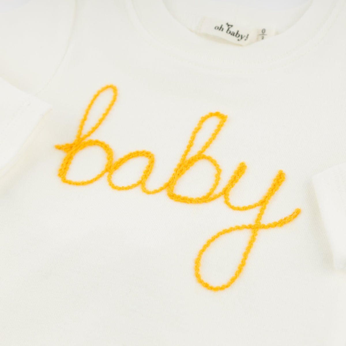 Two Piece Set - "Baby" Golden Embroidered - Cream - Joy