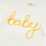 Two Piece Set - "Baby" Golden Embroidered - Cream - Joy