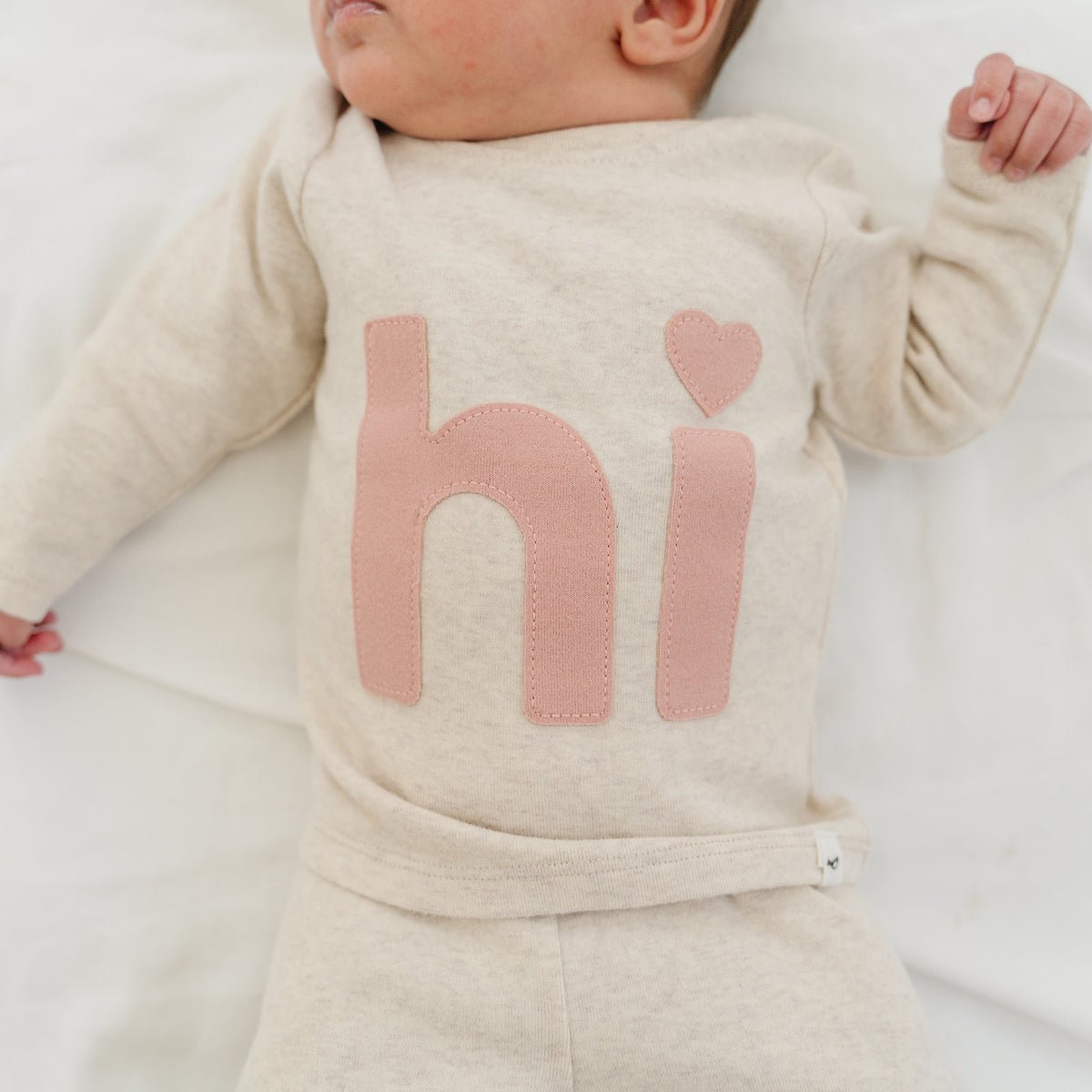 Two Piece Set - Blush Heart - Dot "hi" - Sand - Joy