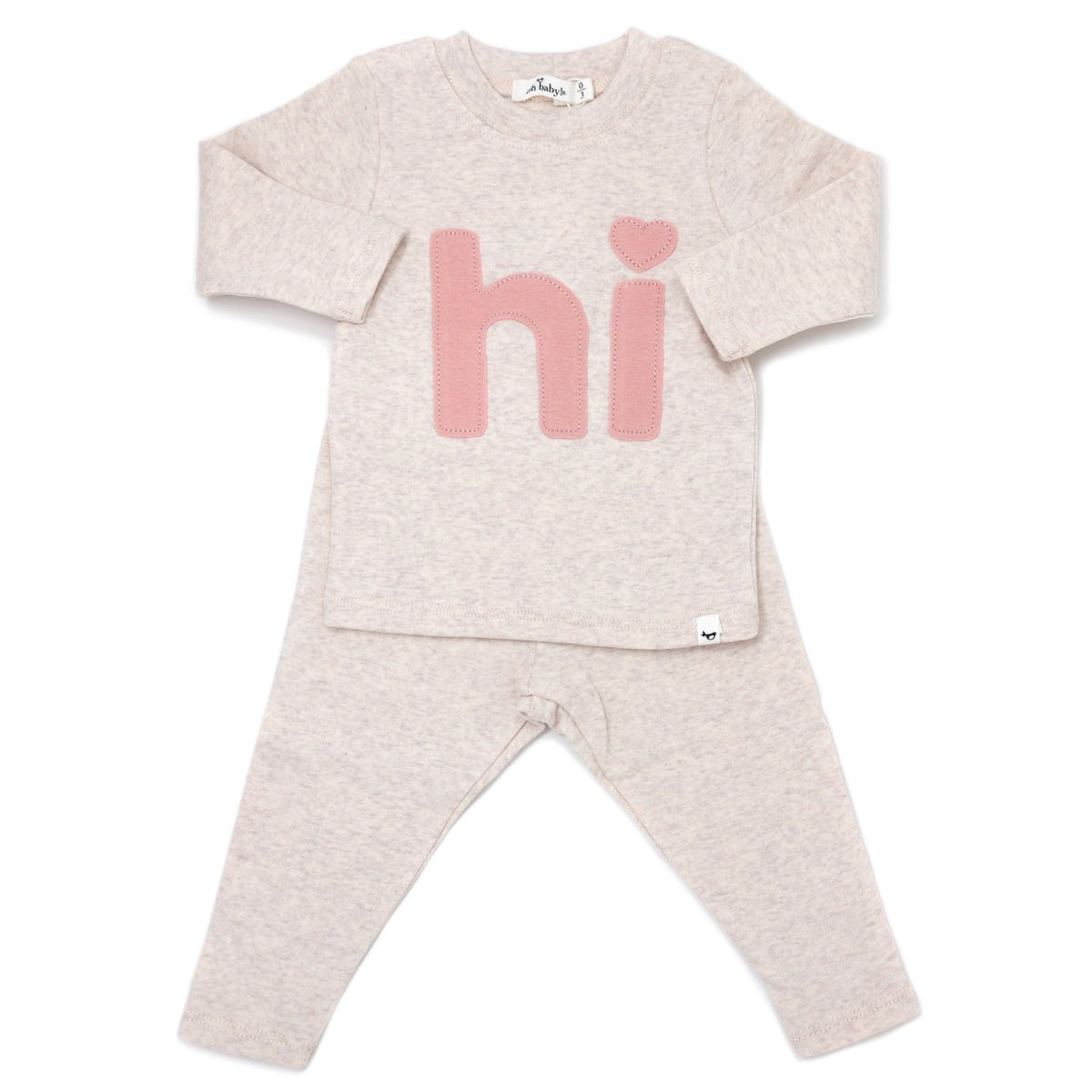 Two Piece Set - Blush Heart - Dot "hi" - Sand - Joy