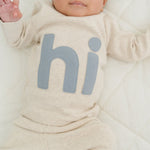 Two Piece Set - Fog "hi" Applique - Sand - Joy