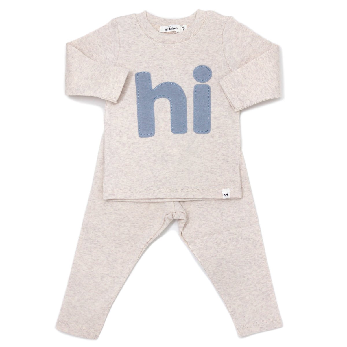 Two Piece Set - Fog "hi" Applique - Sand - Joy