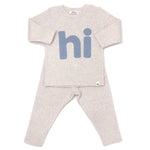 Two Piece Set - Fog "hi" Applique - Sand - Joy