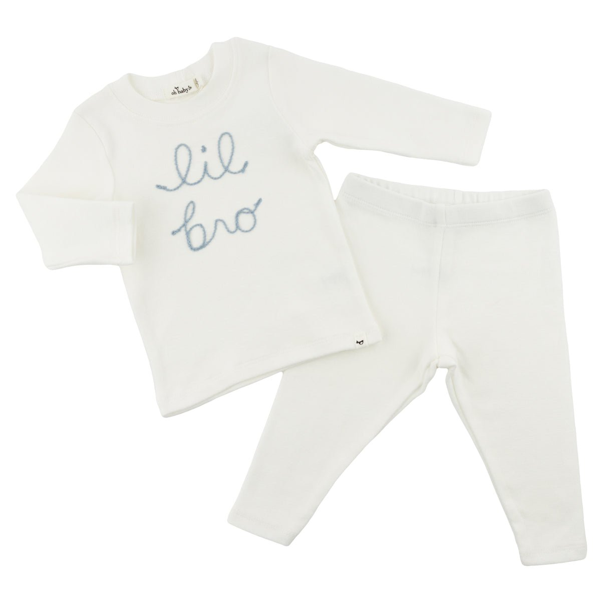 Two Piece Set "lil bro" in Fog - Cream - Joy