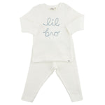 Two Piece Set "lil bro" in Fog - Cream - Joy