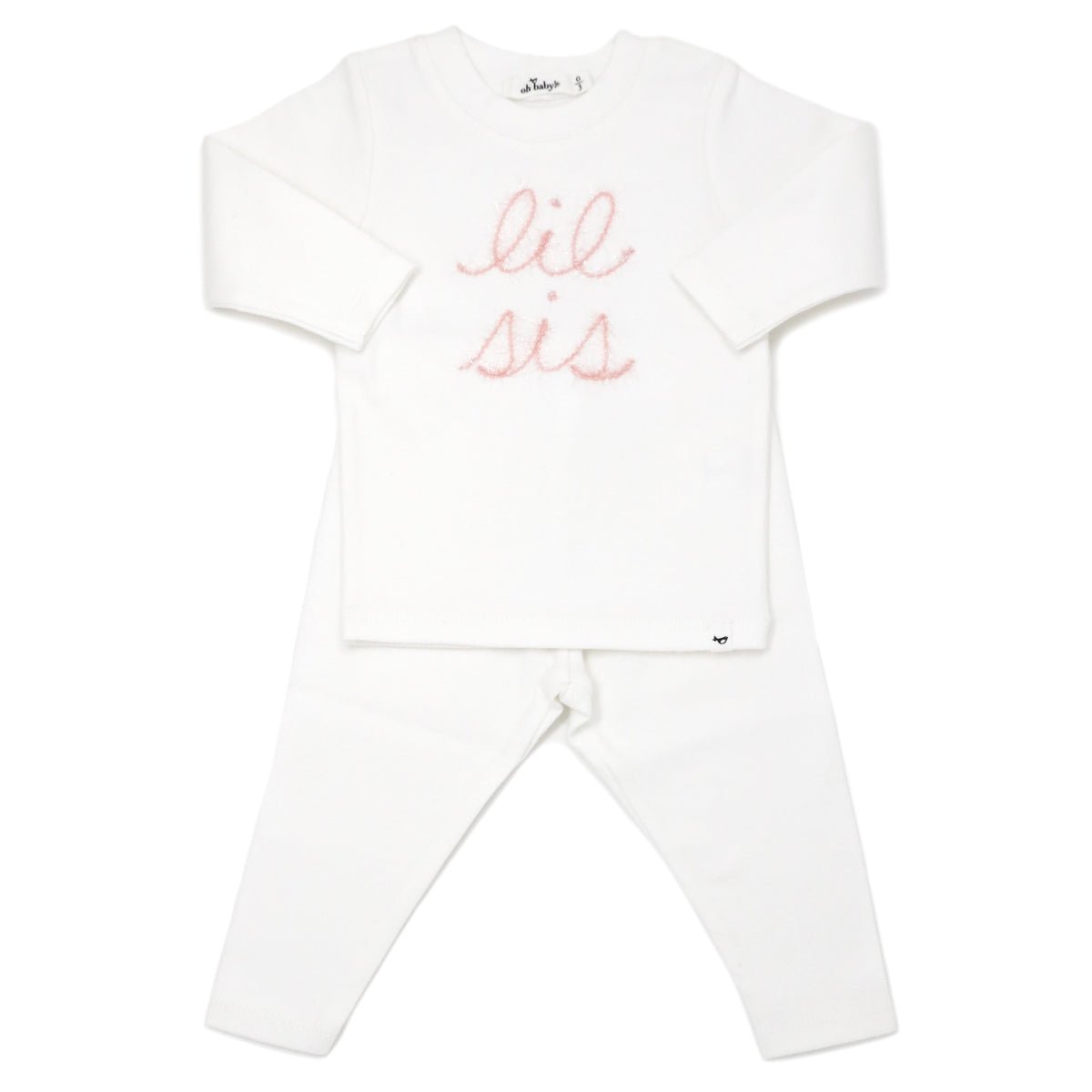 Two Piece Set - Lil Sis in Blush Pink Yarn - Cream - Joy