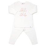 Two Piece Set - Lil Sis in Blush Pink Yarn - Cream - Joy