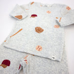 Two Piece Set - Vintage Baseball Print - Heather Gray - Joy