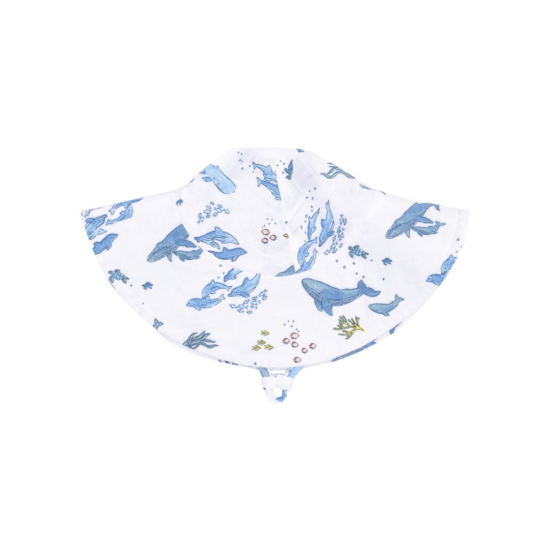 Watercolor Blue Whales Wide Brim Sunhat - Joy