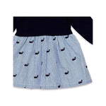 Whale Embroidered Pinstripe Baby Sweater Knit Dress - Joy