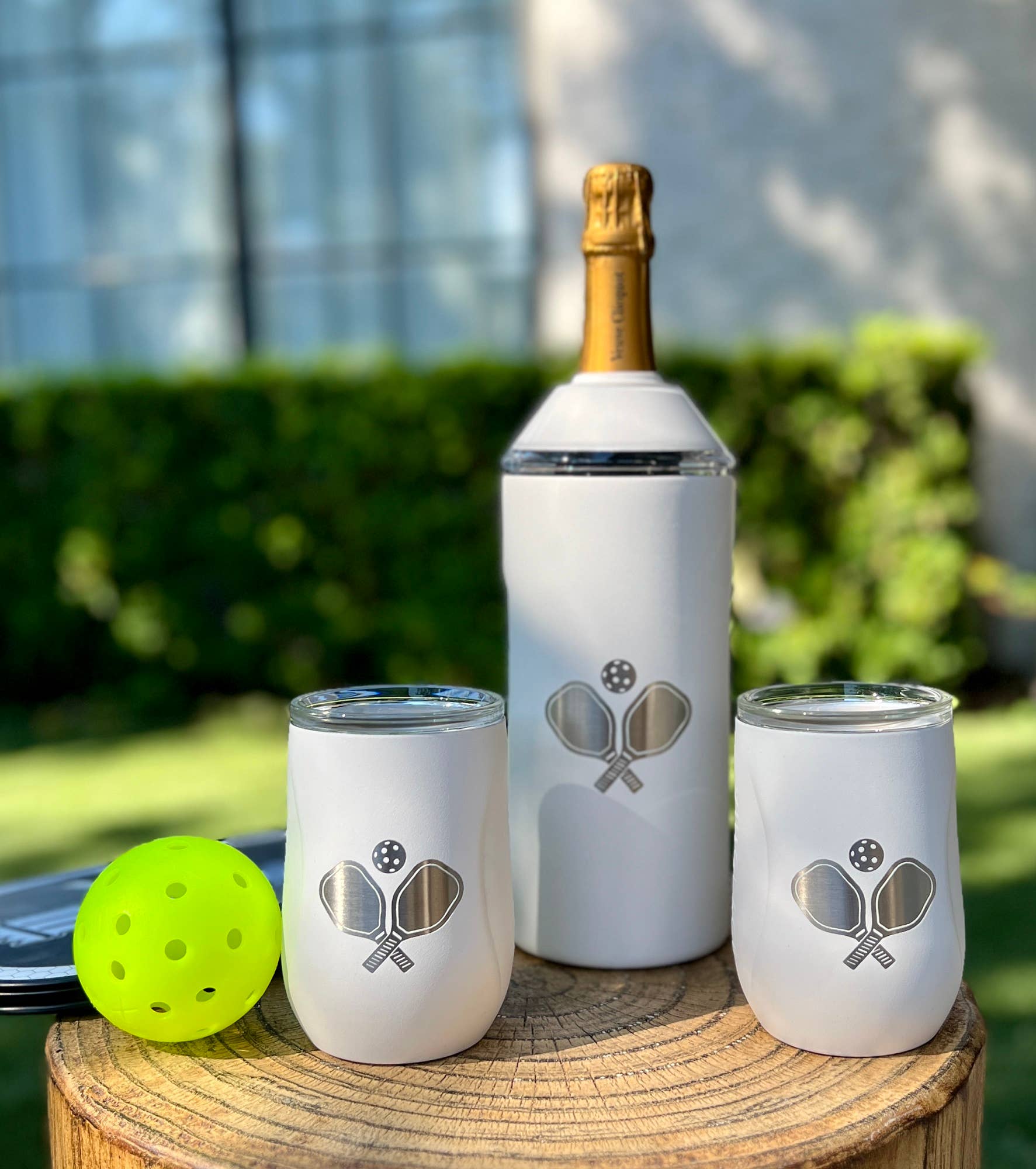 White Wine & Champagne Chiller Gift Set W/ Pickleball Logo - Joy