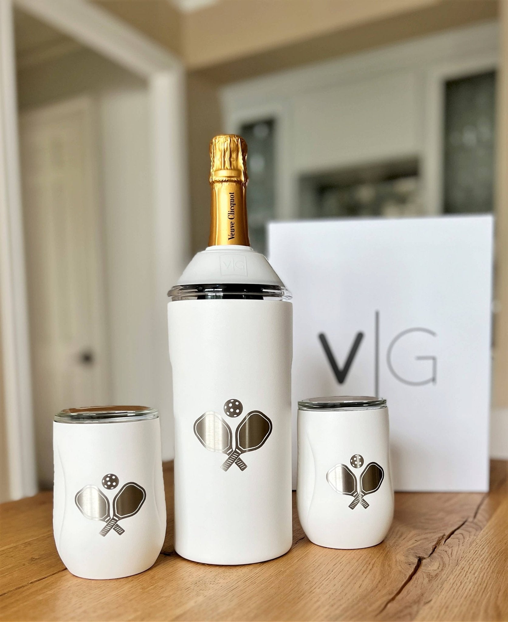 White Wine & Champagne Chiller Gift Set W/ Pickleball Logo - Joy
