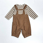 Gingham Muslin Shirt and Corduroy Overall Set - Joy