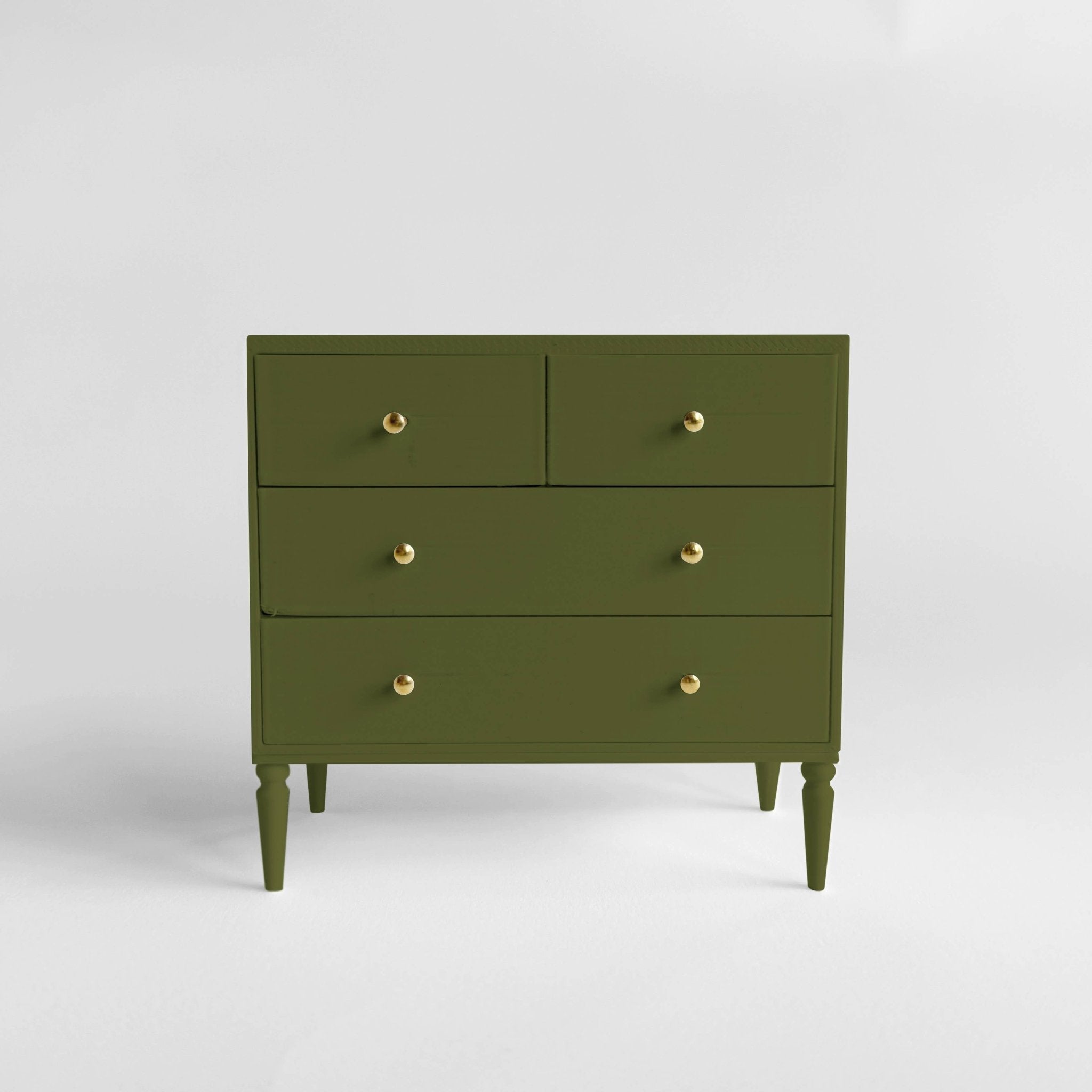 1:12 Scale Dollhouse Dresser, 4-Drawer: Olive Green - Joy Gift Shoppe