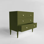 1:12 Scale Dollhouse Dresser, 4-Drawer: Olive Green - Joy Gift Shoppe