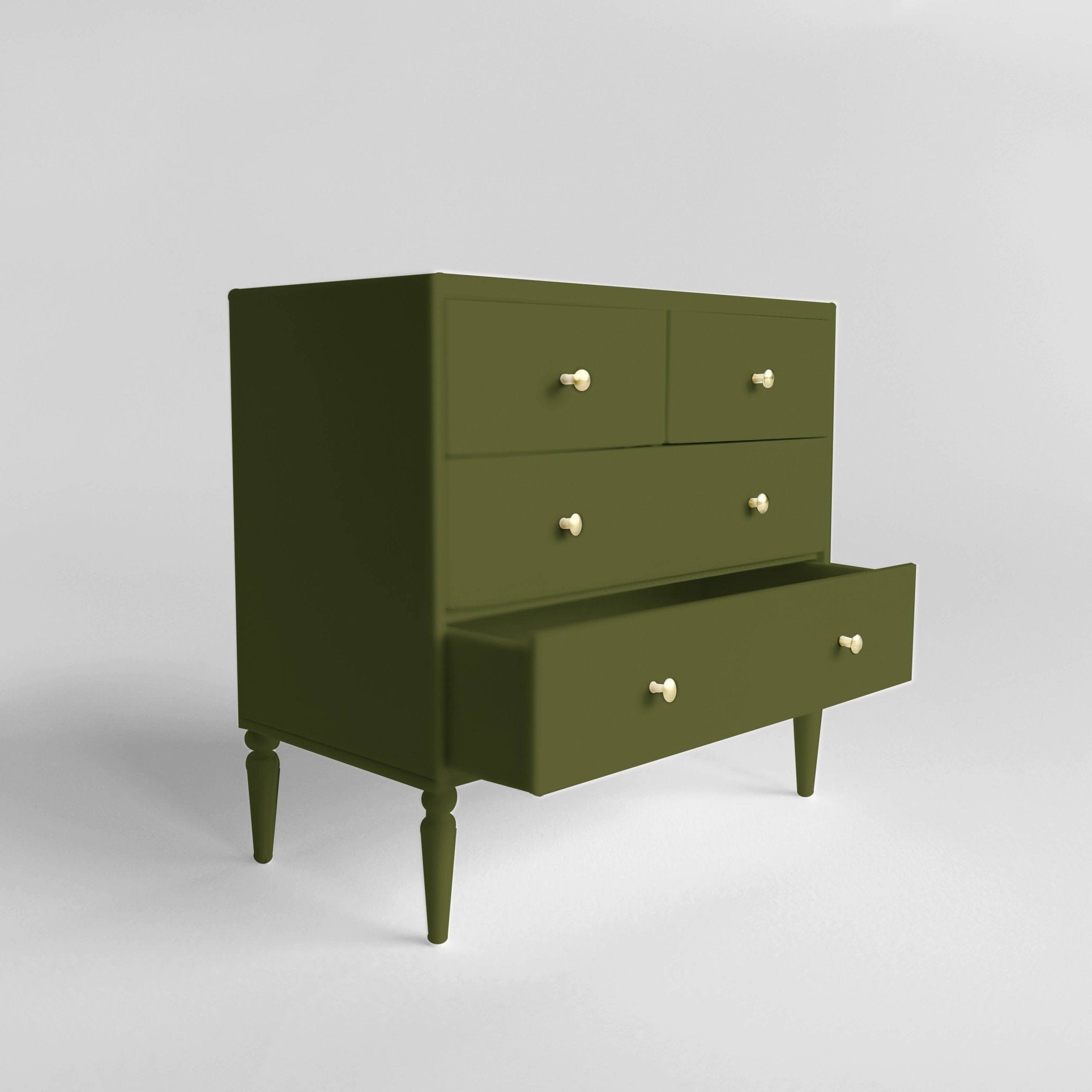 1:12 Scale Dollhouse Dresser, 4-Drawer: Olive Green - Joy Gift Shoppe