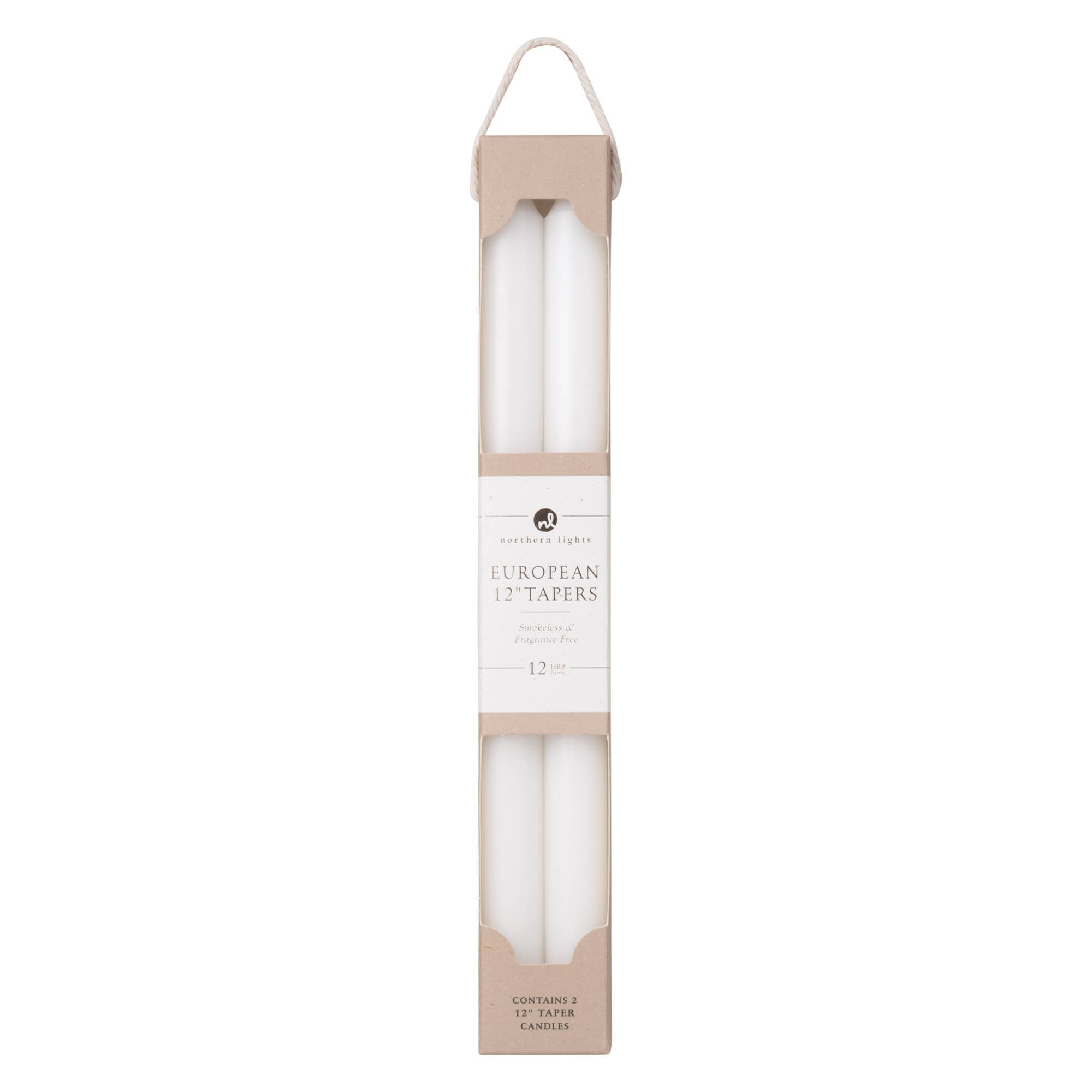 12" Taper Candles - 2pk: Pure White - Joy
