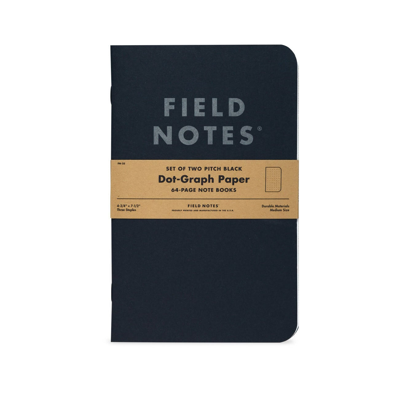 2-Pack Pitch Black Notebook - Dot-Graph - Joy Gift Shoppe