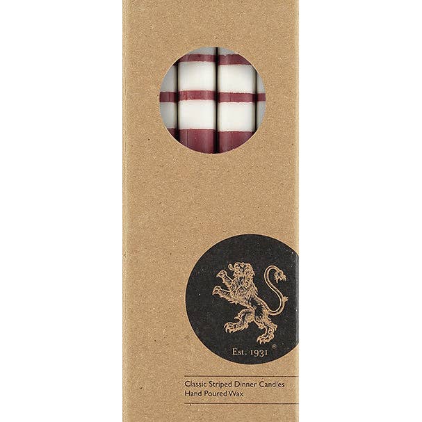 3 Colors Striped Candles: Guardsman Red, Pearl & Royal Blue - Joy Gift Shoppe
